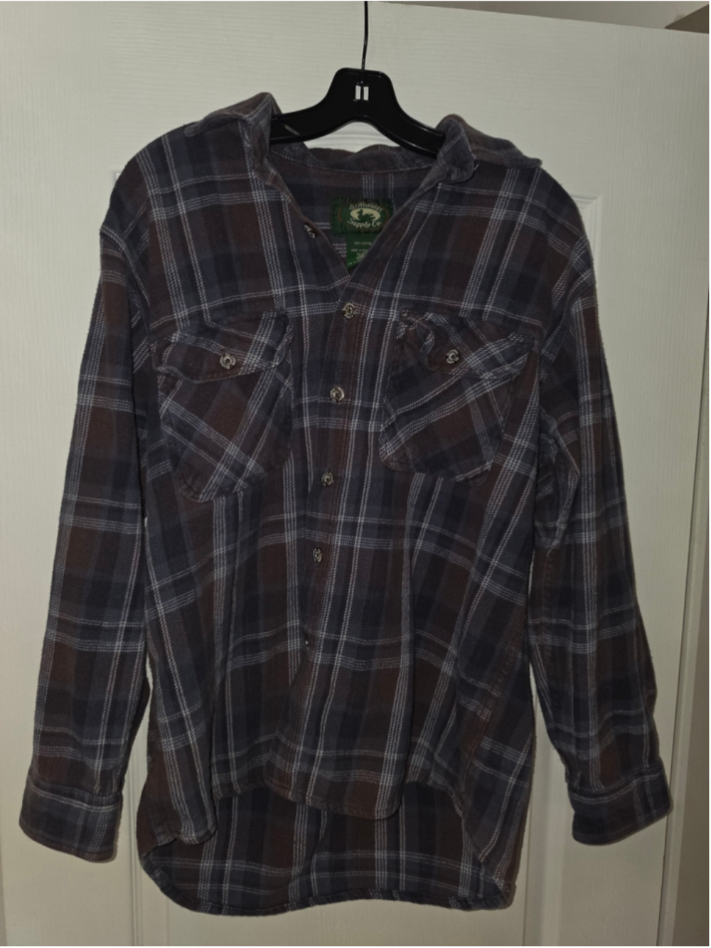 Men's Stillwater Supply Co. Plaid Casual Button Down Shirt, XL, Brown/Blue